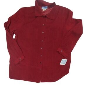 Baby and Me Burgundy Button Down Shirt Blouse Women's XL NWT with double pockets